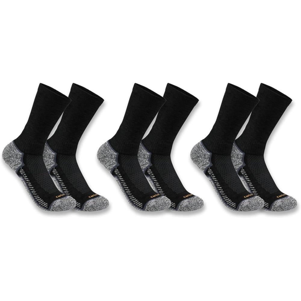 imageCarhartt Mens SC4223M Force Midweight Crew Sock 3PackBlack