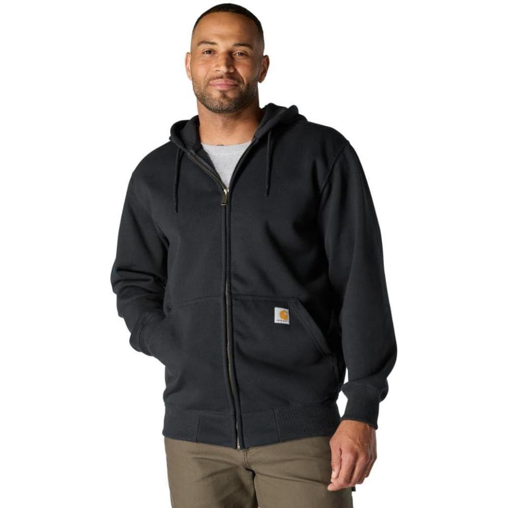 imageCarhartt Mens Tall Rain Defender Paxton Heavyweight Hooded Zip Front SweatshirtBlack