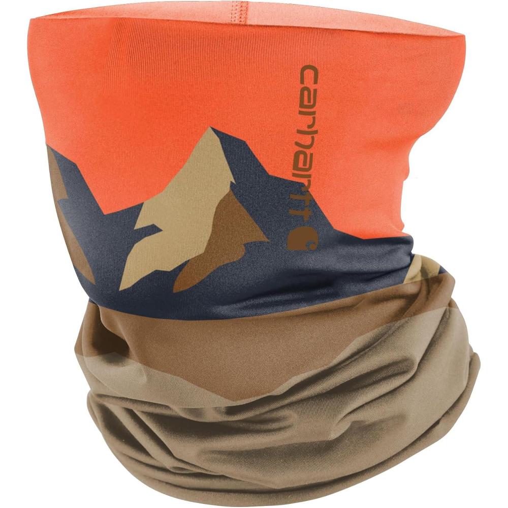 imageCarhartt Mens UP0271U Force Sun Defender AllSeason Neck GaiterMountain Printgolden PoppyDark Khaki
