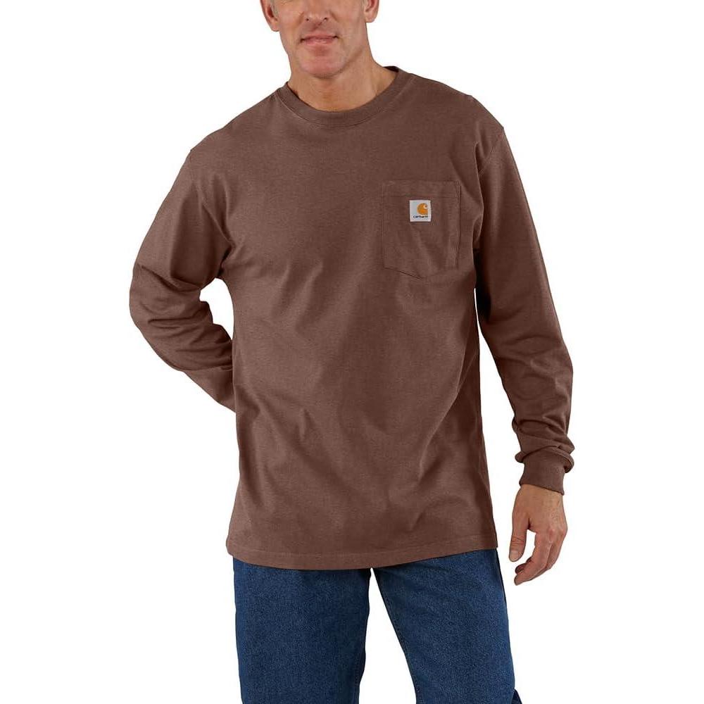 imageCarhartt Mens Workwear Pocket Long Sleeve TshirtMocha Heather