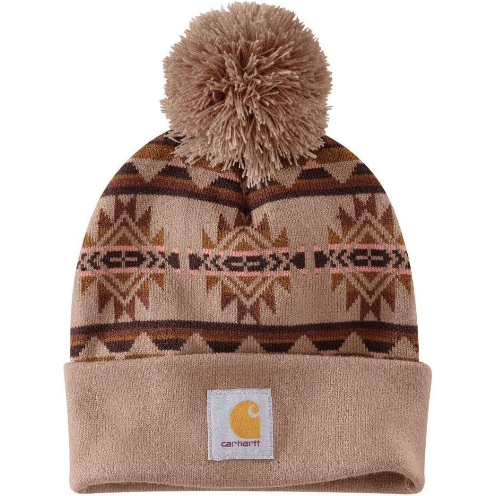 imageCarhartt Womens Bethany Yellowtail Pom Cuffed BeanieSoft Sepia