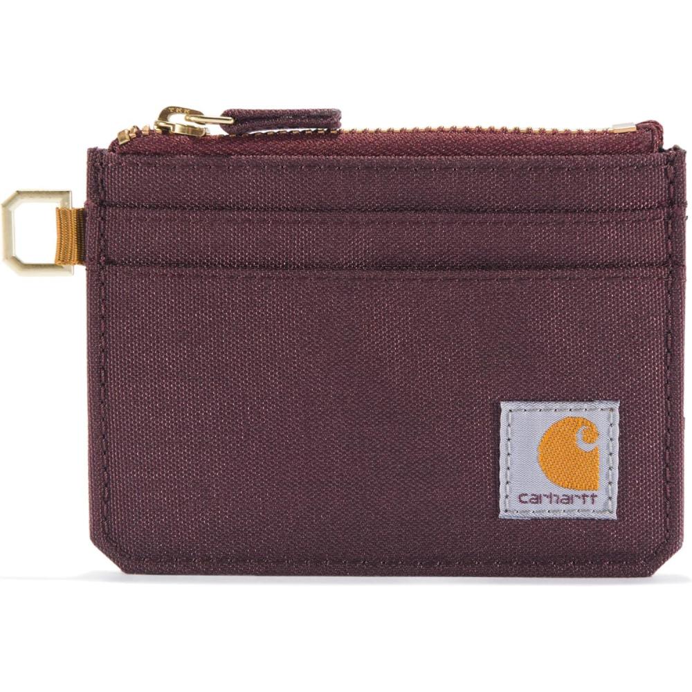 imageCarhartt Womens Casual Nylon Duck Zippered Card Keeper WalletsDeep Wine