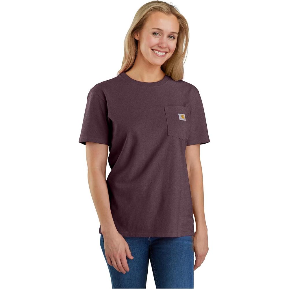 imageCarhartt Womens Loose Fit Heavyweight ShortSleeve Pocket TShirtBlackberry Heather