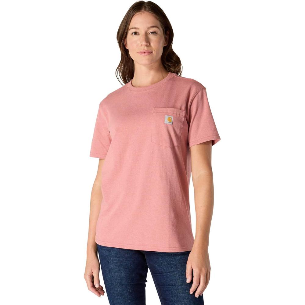 imageCarhartt Womens Loose Fit Heavyweight ShortSleeve Pocket TShirtRose Tint Heather