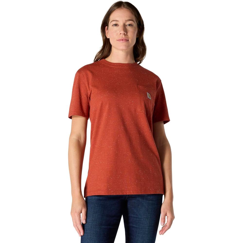 imageCarhartt Womens Loose Fit Heavyweight ShortSleeve Pocket TShirtSpice Red Nep