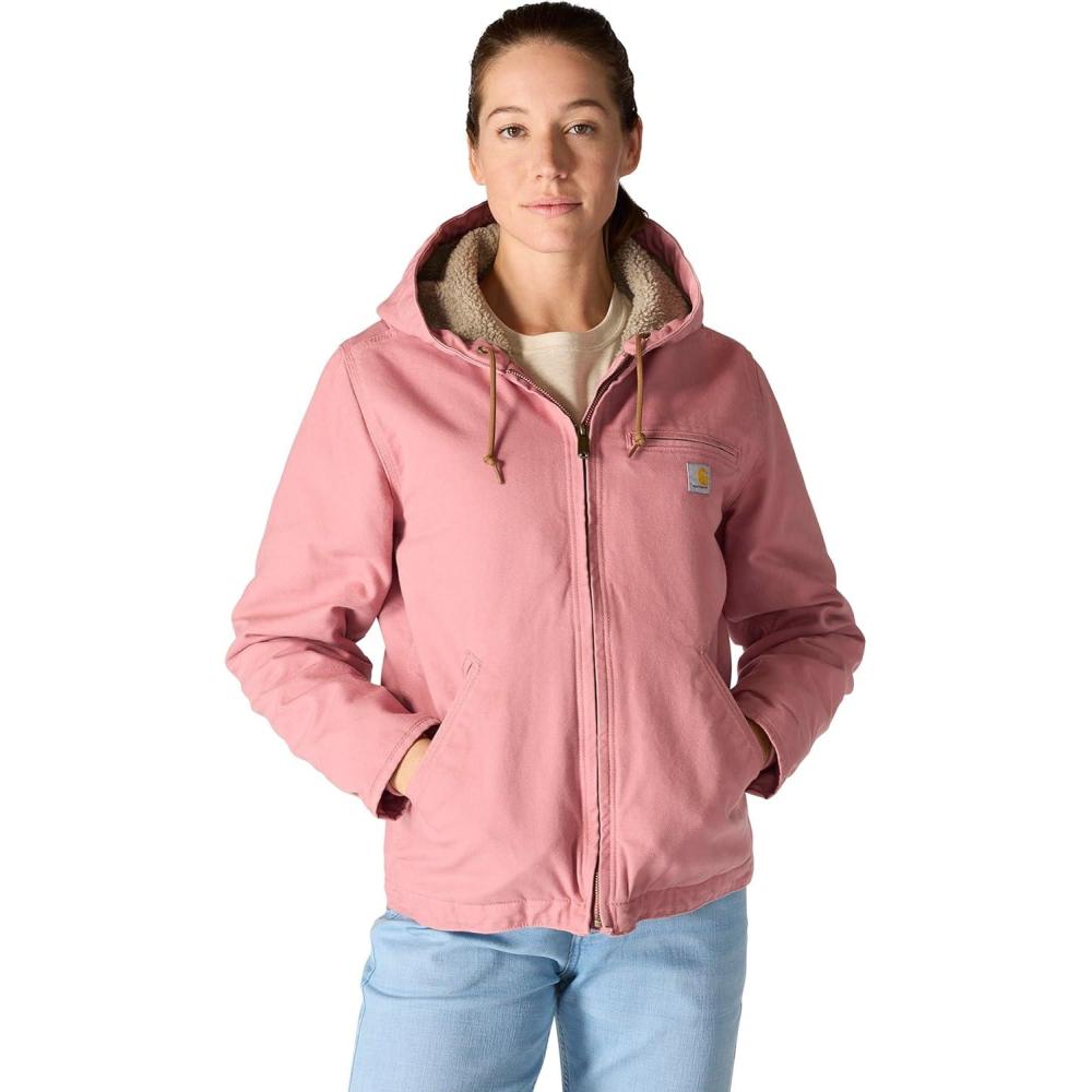imageCarhartt Womens Loose Fit Washed Duck Sherpa Lined JacketRose Tint