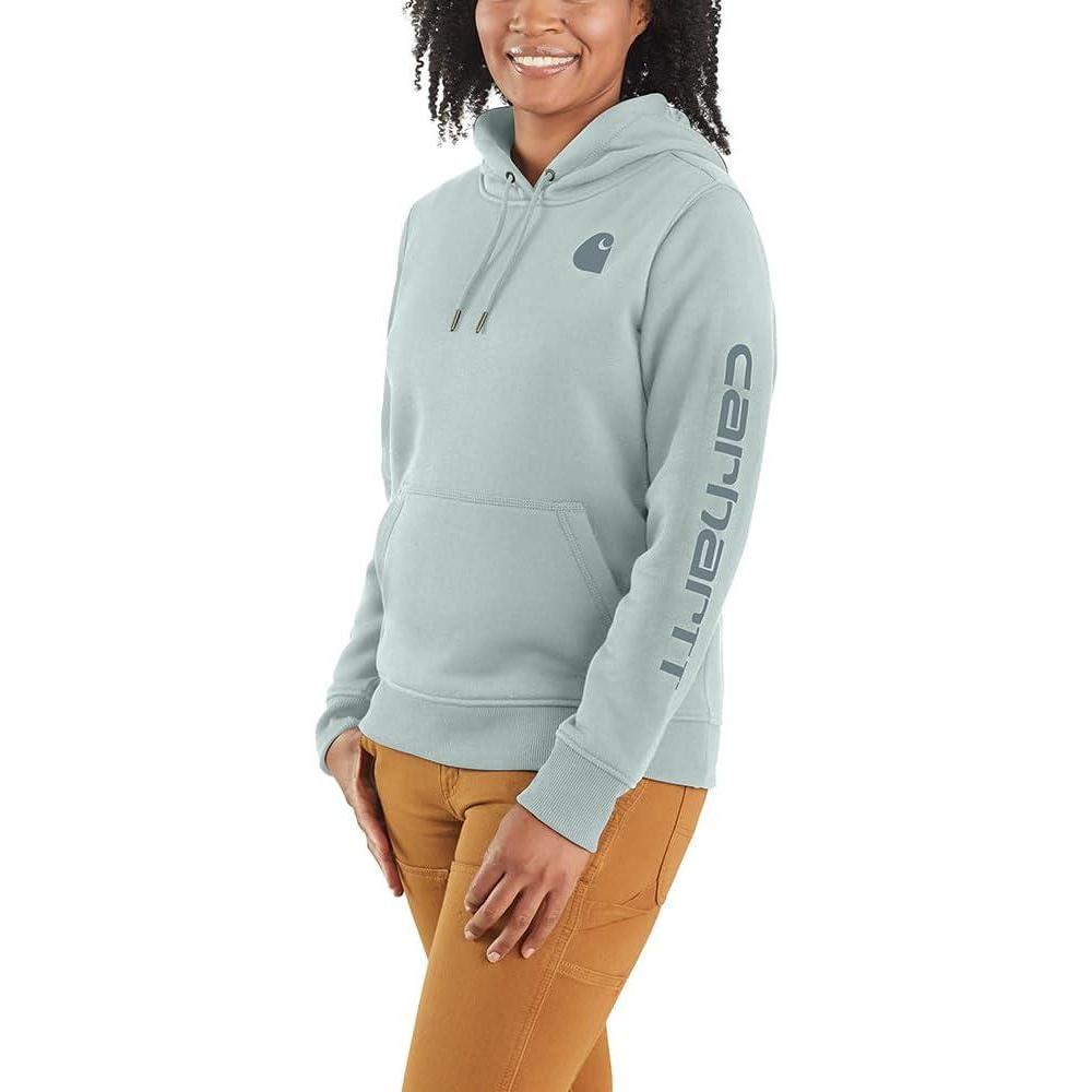 imageCarhartt Womens Relaxed Fit Midweight Logo Sleeve Graphic SweatshirtDew Drop