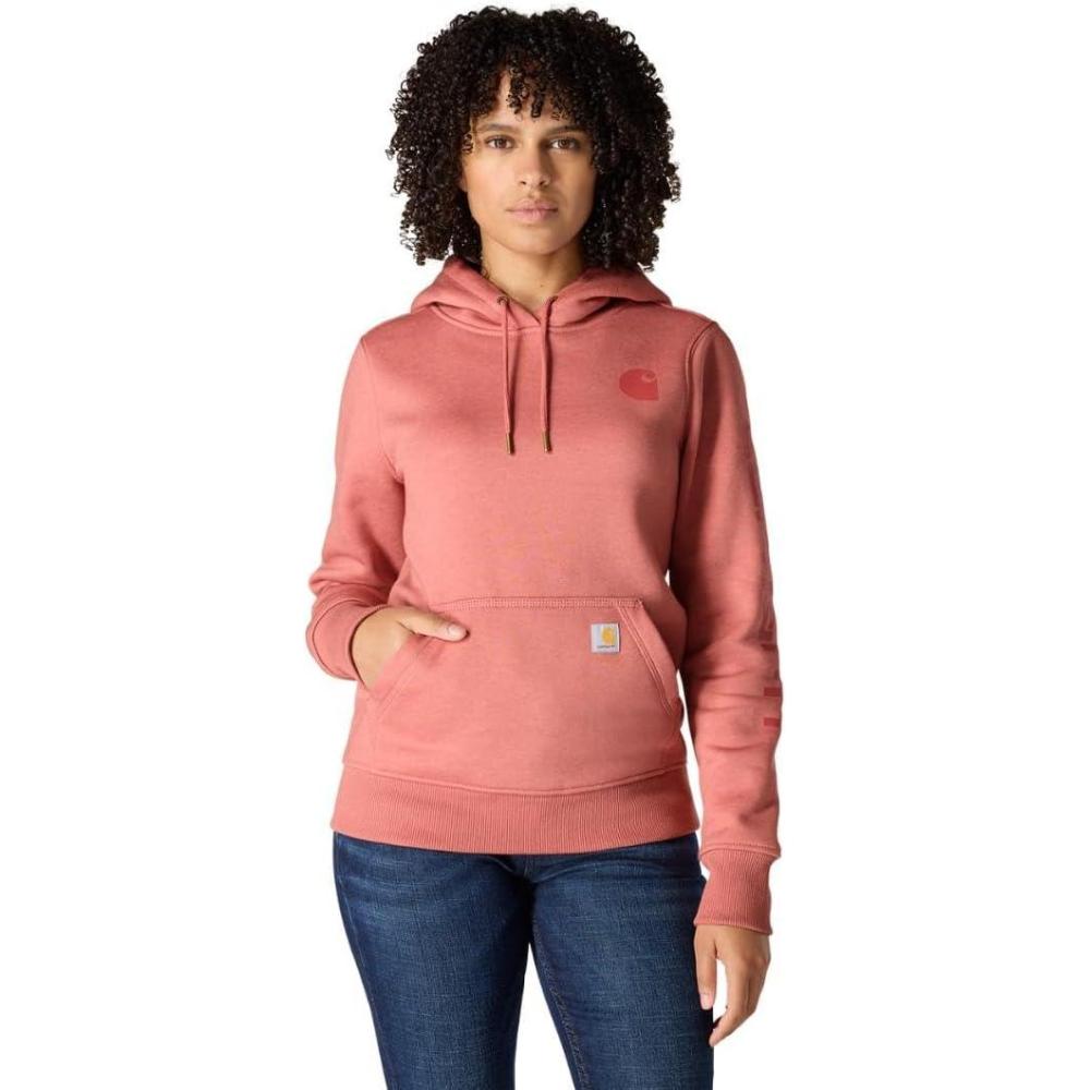 imageCarhartt Womens Relaxed Fit Midweight Logo Sleeve Graphic SweatshirtDusty Cedar Heather