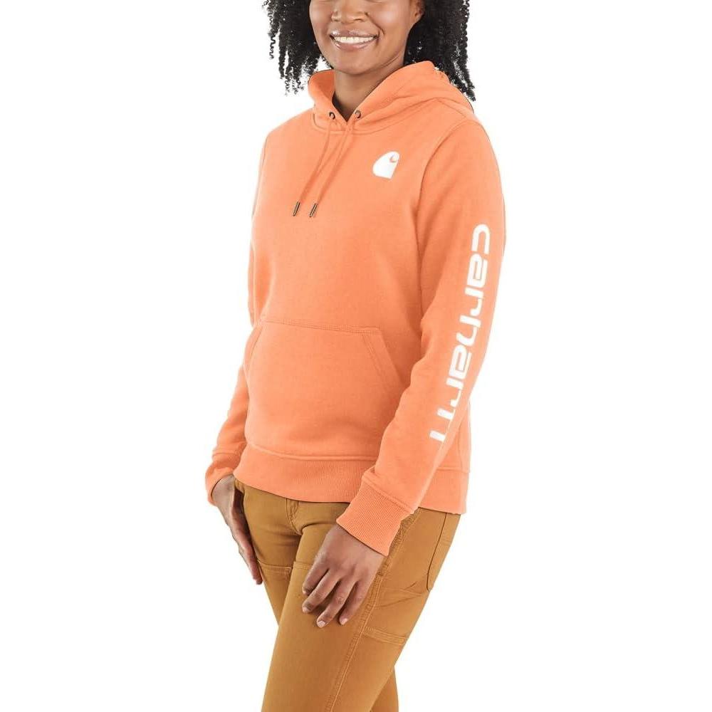 imageCarhartt Womens Relaxed Fit Midweight Logo Sleeve Graphic SweatshirtDusty Orange Heather