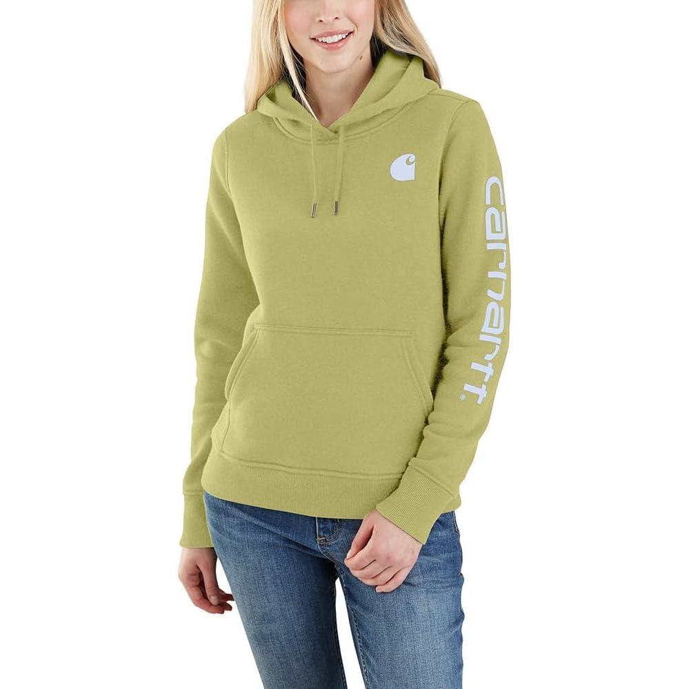 imageCarhartt Womens Relaxed Fit Midweight Logo Sleeve Graphic SweatshirtGreen Olive Heather