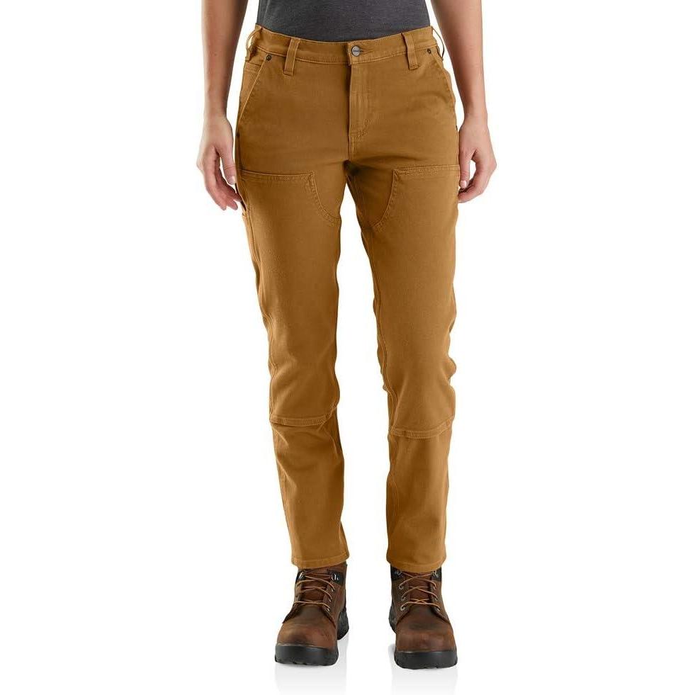 imageCarhartt Womens Rugged Flex Relaxed Fit Twill DoubleFront Work PantCarhartt Brown