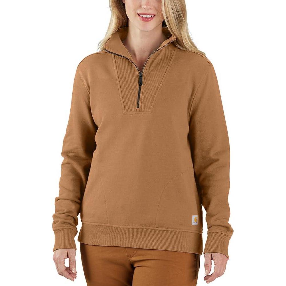 imageCarhartt Womens TENCEL Fiber Series Relaxed Fit HalfZip SweatshirtCarhartt Brown