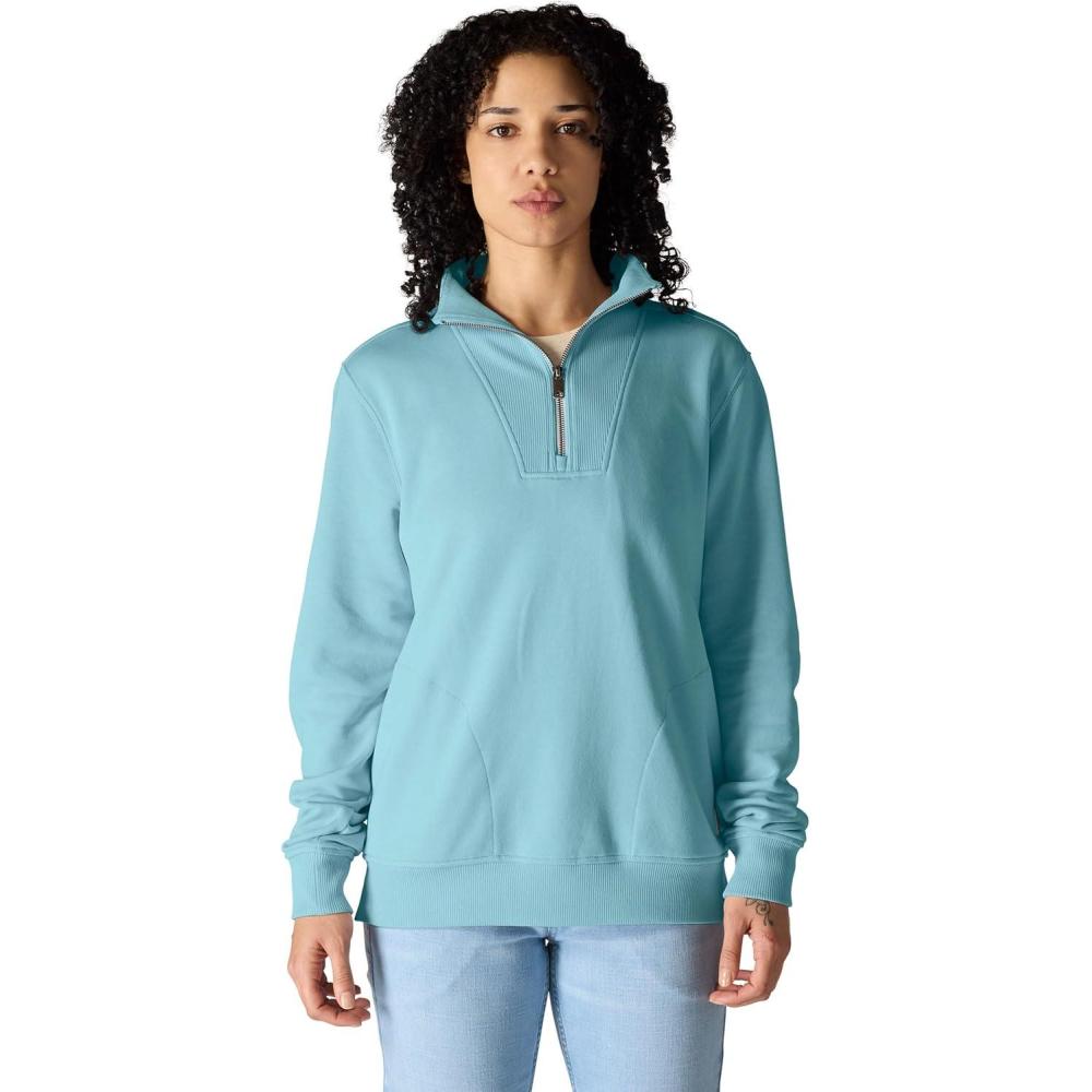 imageCarhartt Womens TENCEL Fiber Series Relaxed Fit HalfZip SweatshirtDusted Aqua