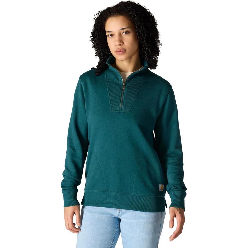 imageCarhartt Womens TENCEL Fiber Series Relaxed Fit HalfZip SweatshirtGreenstone
