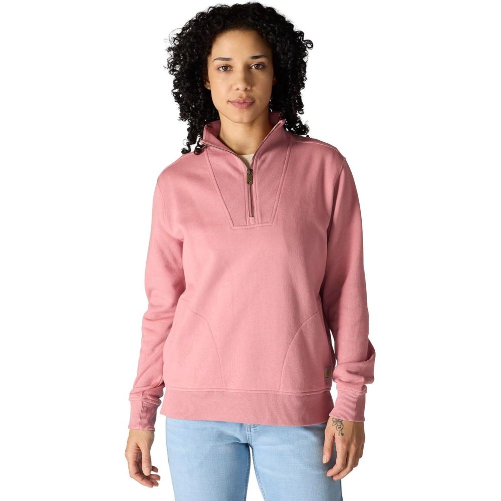 imageCarhartt Womens TENCEL Fiber Series Relaxed Fit HalfZip SweatshirtRose Tint