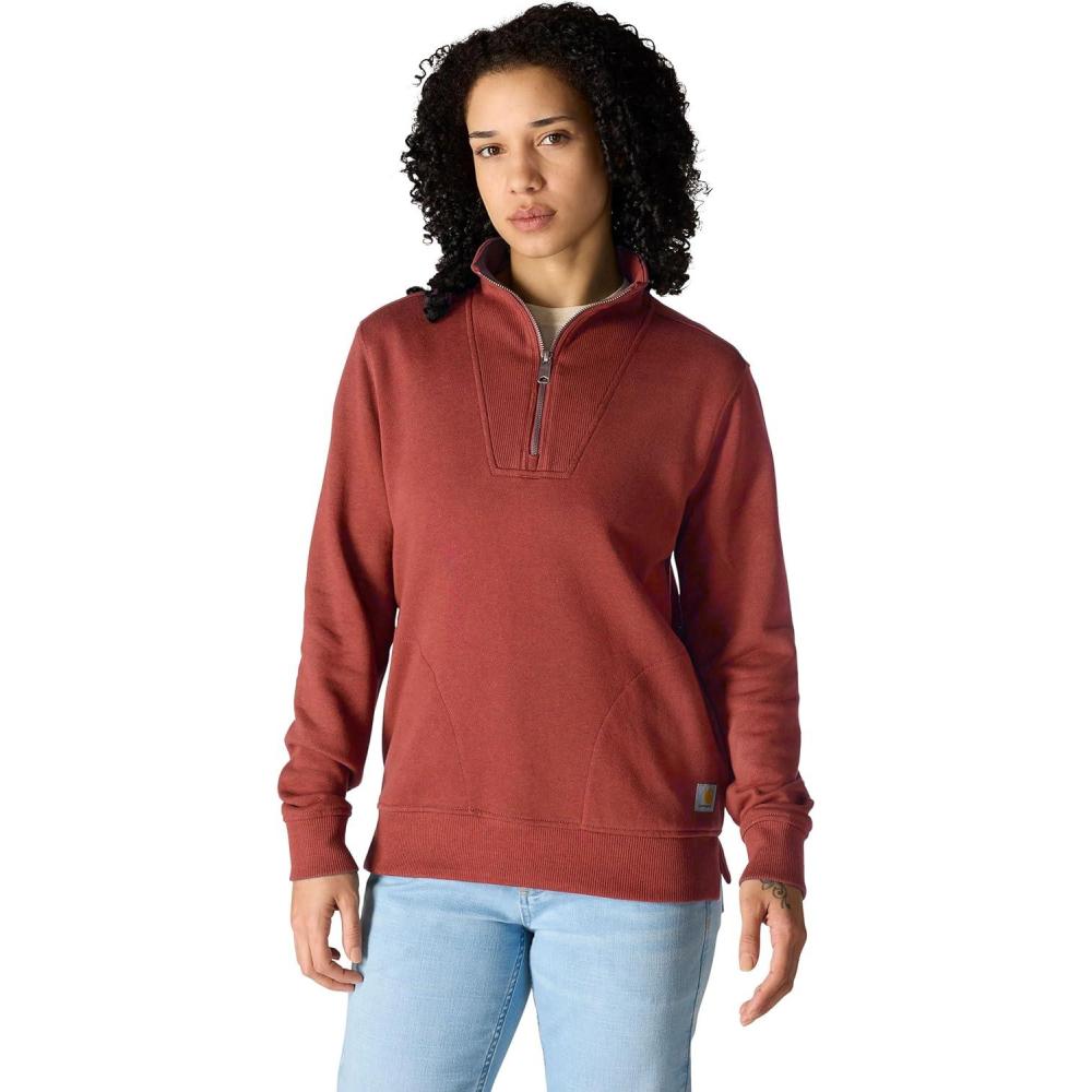 imageCarhartt Womens TENCEL Fiber Series Relaxed Fit HalfZip SweatshirtSpice Red