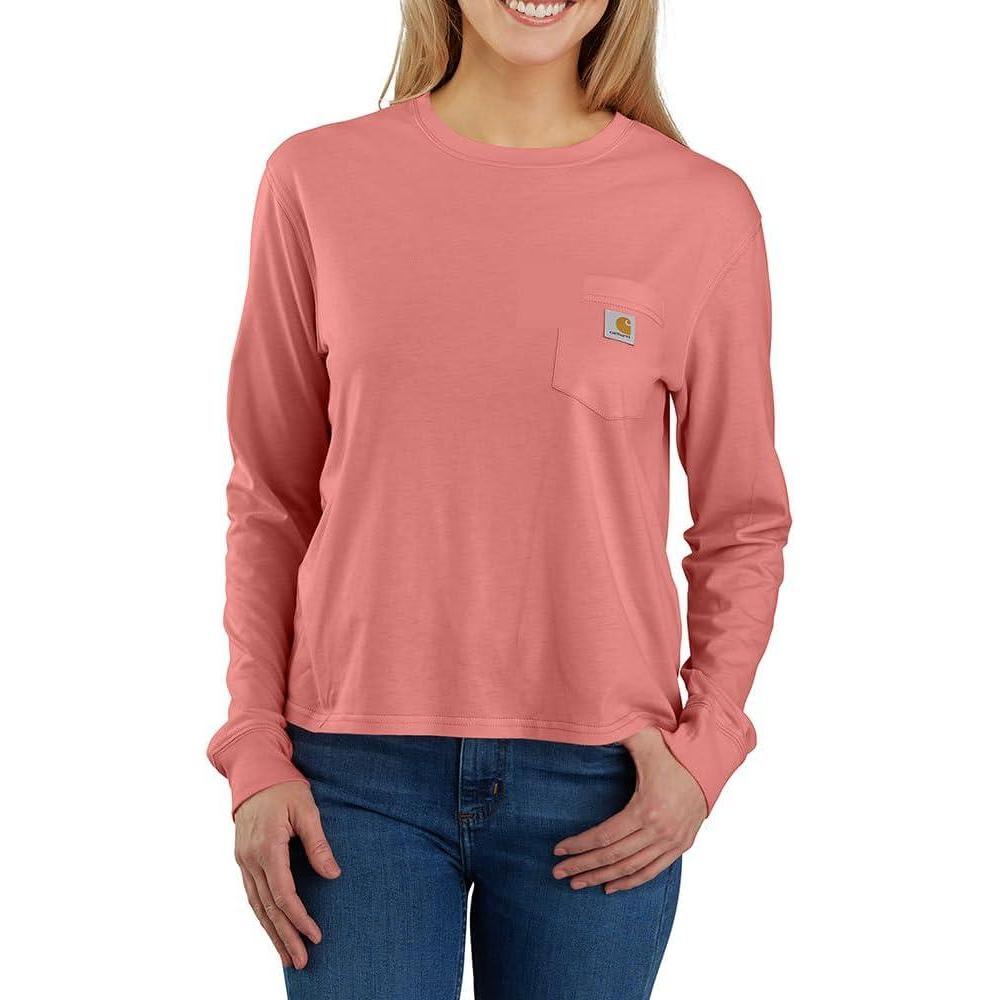 imageCarhartt Womens Tencel Fiber Series Loose Fit LongSleeve Pocket TShirtAged Coral
