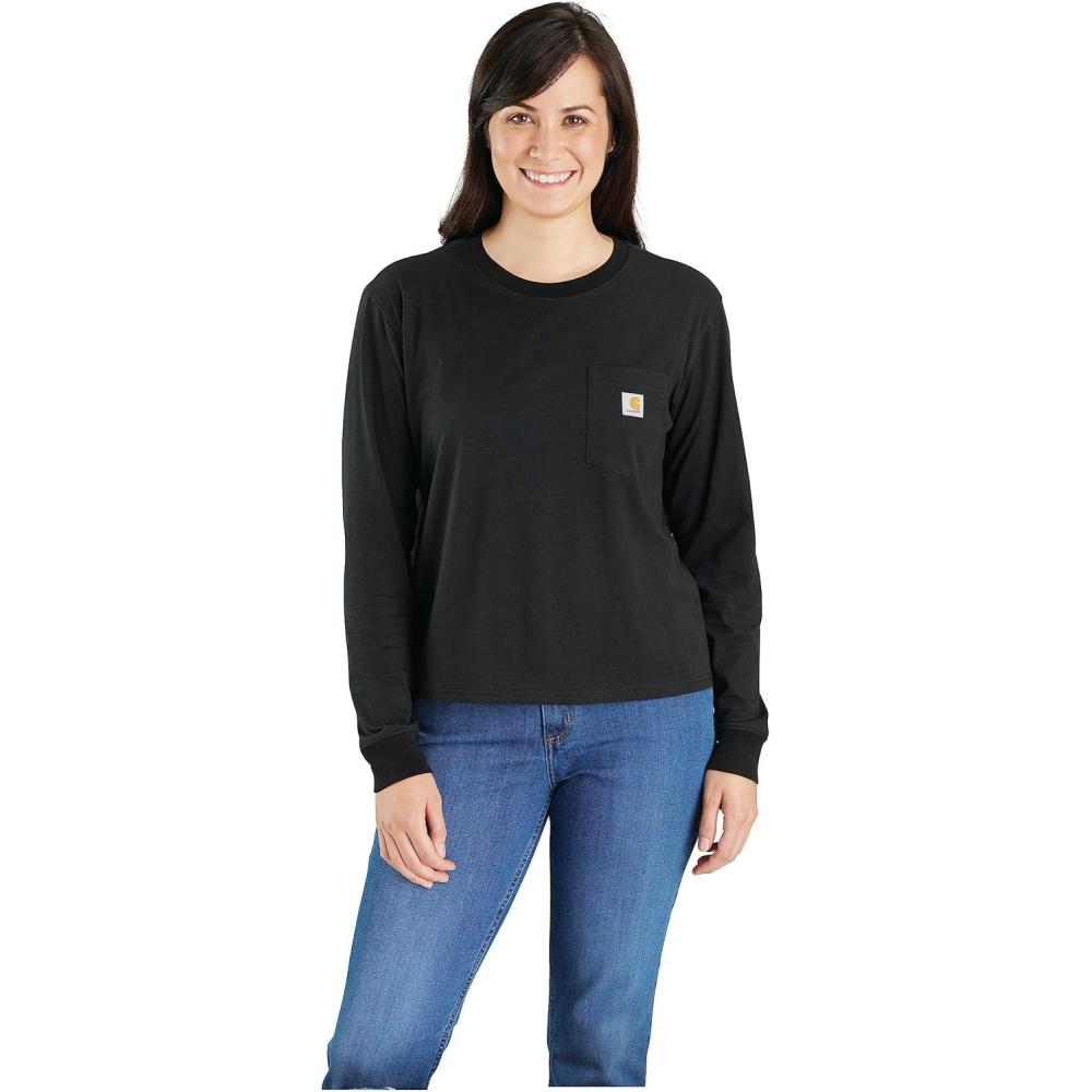 imageCarhartt Womens Tencel Fiber Series Loose Fit LongSleeve Pocket TShirtBlack