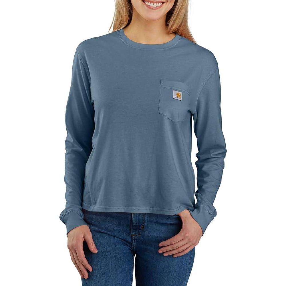 imageCarhartt Womens Tencel Fiber Series Loose Fit LongSleeve Pocket TShirtThundercloud