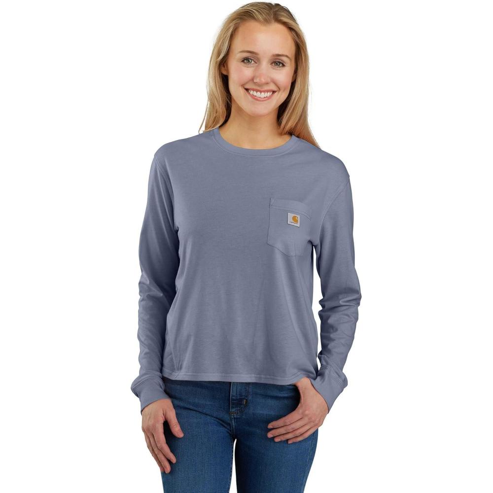 imageCarhartt Womens Tencel Fiber Series Loose Fit LongSleeve Pocket TShirtWisteria