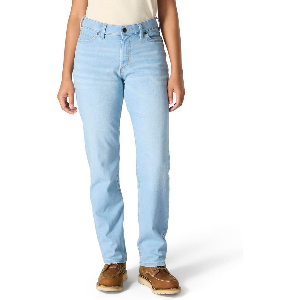 imageCarhartt Womens The Essential Mid Rise Comfort Jeans Performance Fit Stretch DenimMorning Sky