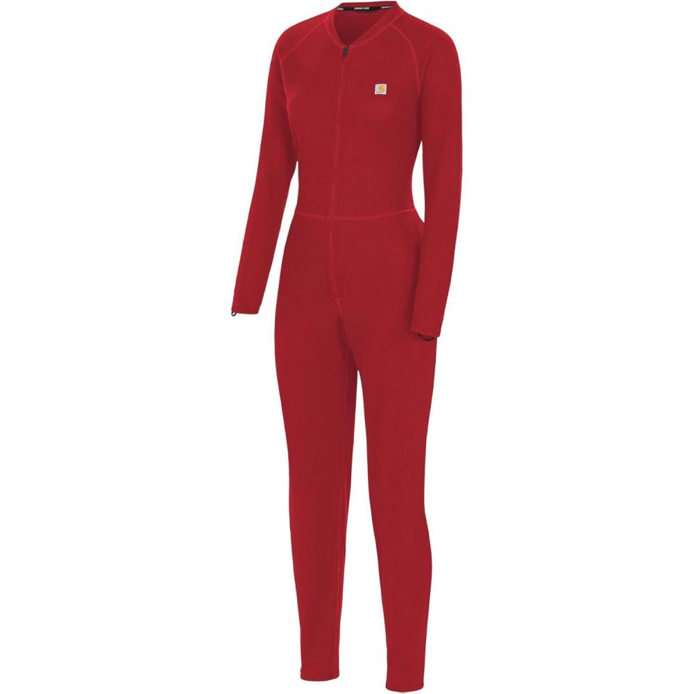 imageCarhartt Womens UM0192W Womens Midweight Cotton Blend Waffle Zip Front UnionRed