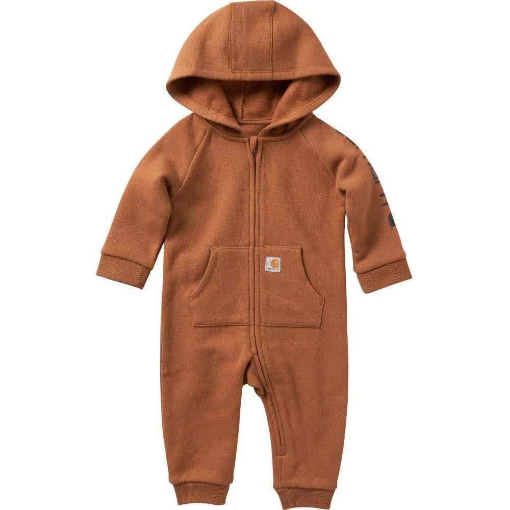 imageCarhartt babyboys Longsleeve Hooded Zipup Footless Jumpsuit Onepiece HoodieCarhartt Brown