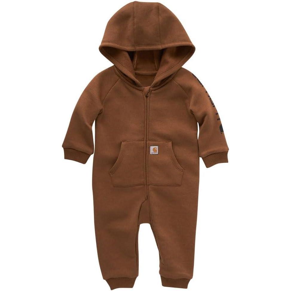 imageCarhartt babyboys Longsleeve Hooded Zipup Footless Jumpsuit Onepiece HoodieCarhartt Brown Solid