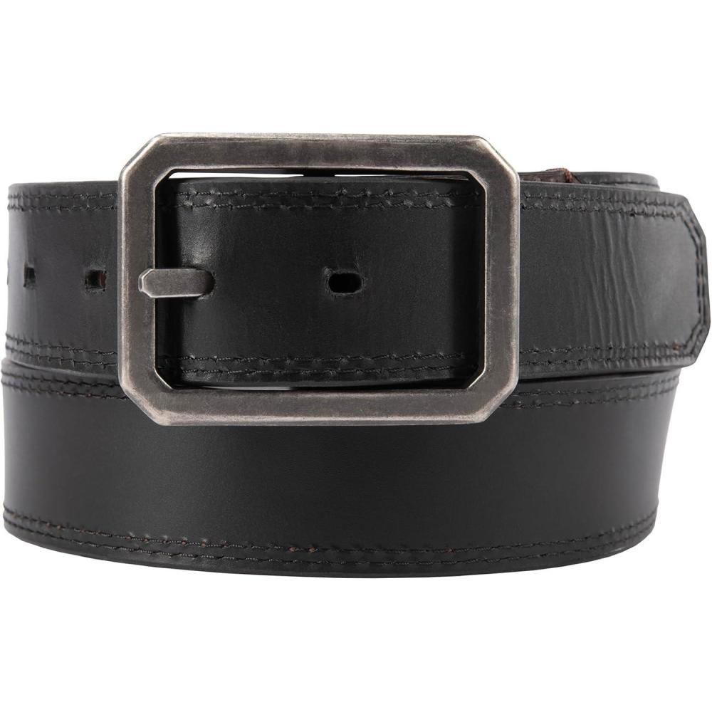 imageCarhartt mens Durable Full Grain Leather Reversible Center Bar Buckle Belt WRugged Antique Nickle HardwareBrownBlack
