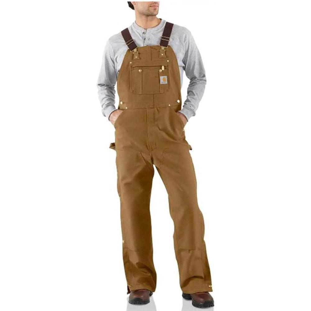 imageCarhartt mens Loose Fit Firm Duck Bib OverallCarhartt Brown