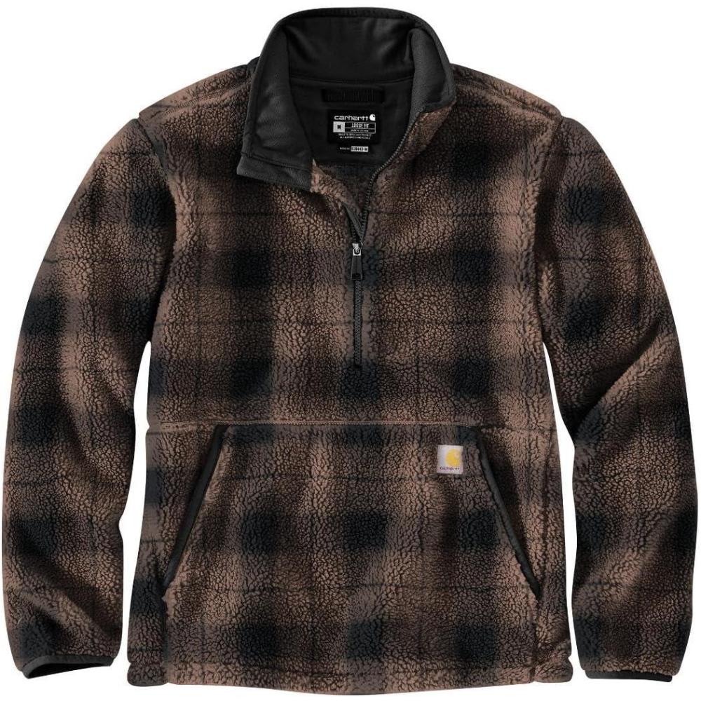 imageCarhartt mens Loose Fit Fleece PulloverSepia Ombre Plaid