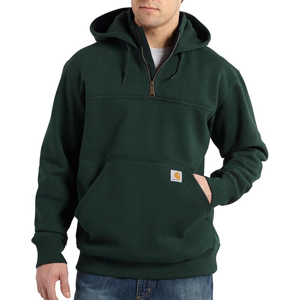 imageCarhartt mens Rain Defender Loose Fit Heavyweight Quarterzip SweatshirtDark Green
