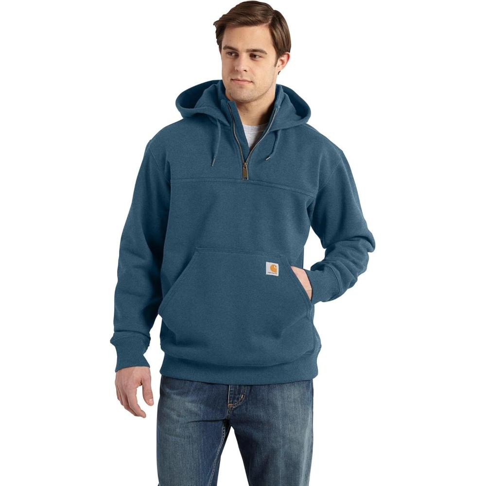 imageCarhartt mens Rain Defender Loose Fit Heavyweight Quarterzip SweatshirtStorm Blue Heather