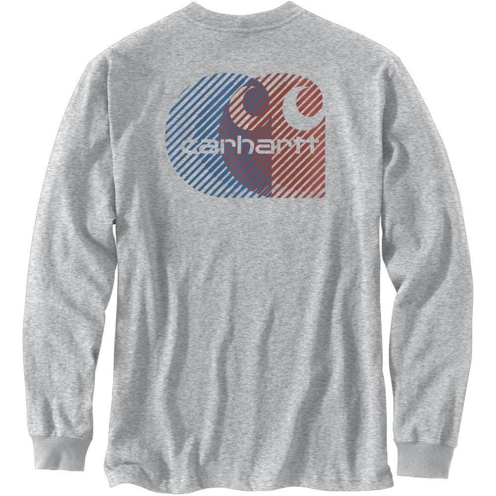 imageCarhartt mens Relaxed Fit Heavyweight Longsleeve Pocket C Graphic TshirtHeather Gray