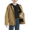 Carhartt Boys’ Flannel-Lined Hooded Canvas Insulated Zip-Up Jacket(Brown)