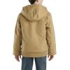 Carhartt Boys’ Flannel-Lined Hooded Canvas Insulated Zip-Up Jacket(Brown)