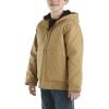 Carhartt Boys’ Flannel-Lined Hooded Canvas Insulated Zip-Up Jacket(Brown)