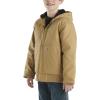 Carhartt Boys’ Flannel-Lined Hooded Canvas Insulated Zip-Up Jacket(Brown)