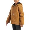 Carhartt Boys’ Flannel-Lined Hooded Canvas Insulated Zip-Up Jacket(Carhartt Brown)
