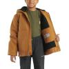 Carhartt Boys’ Flannel-Lined Hooded Canvas Insulated Zip-Up Jacket(Carhartt Brown)