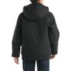 Carhartt Boys’ Flannel-Lined Hooded Canvas Insulated Zip-Up Jacket(Caviar Black)