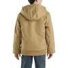 Carhartt Boys’ Flannel-Lined Hooded Canvas Insulated Zip-Up Jacket(Dark Khaki)