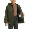 Carhartt Boys’ Flannel-Lined Hooded Canvas Insulated Zip-Up Jacket(Olive)
