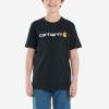 Carhartt Kid’s CA6156 Short-Sleeve Logo Tee – Boys(Caviar Black)