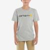 Carhartt Kid’s CA6156 Short-Sleeve Logo Tee – Boys(Light Grey Heather)