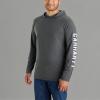 Carhartt Men’s Force Relaxed Fit Midweight Long-Sleeve Logo Graphic Hooded T-Shirt(Carbon Heather Closeout)