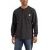 Carhartt Men’s Loose Fit Heavyweight Long-Sleeve Pocket Henley T-Shirt(Black)