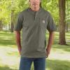 Carhartt Men’s Loose Fit Heavyweight Short-Sleeve Pocket Henley T-Shirt(Dusty Olive)