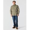 Carhartt Men’s Loose Fit Midweight Chambray Long-Sleeve Plaid Shirt(Dusty Olive)