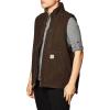 Carhartt Men’s Loose Fit Washed Duck Sherpa-Lined Mock-Neck Vest(Dark Brown)